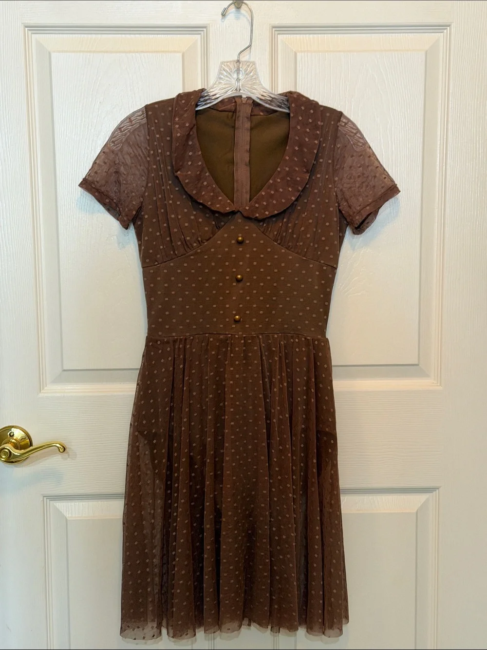 Weissman Brown Polka Dot Midi Dress